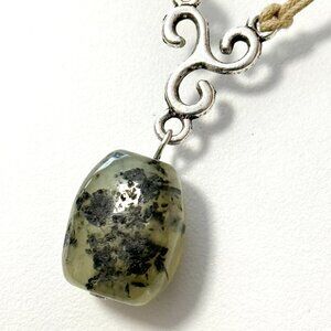 2/$20, Natural Green Prehnite Necklace, Genuine Tumbled Gemstone Cord Necklace